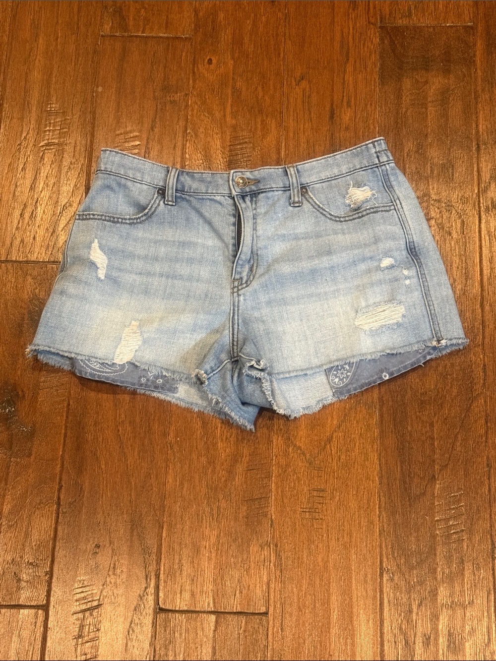 aerie Light Blue Distressed Denim Jean Shorts